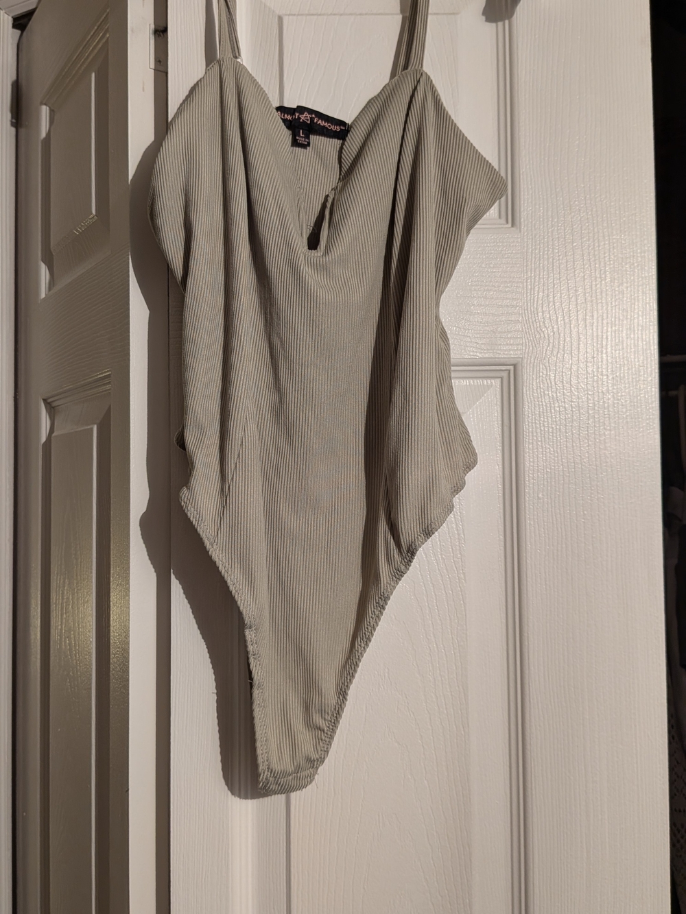 Almost Famous Ribbed Sage Green Scoop Neck Bodysuit